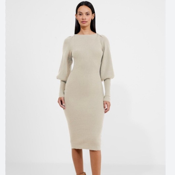 French Connection Knit Dress, ecru, size S - Picture 1 of 4